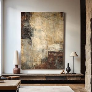 Large Minimalist Rustic Abstract Textured Canvas Wall Art Neutral Textured Art for Living Room & Entryway Decor