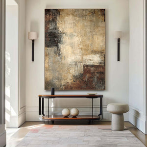 Large Minimalist Rustic Abstract Textured Canvas Wall Art Neutral Textured Art for Living Room & Entryway Decor