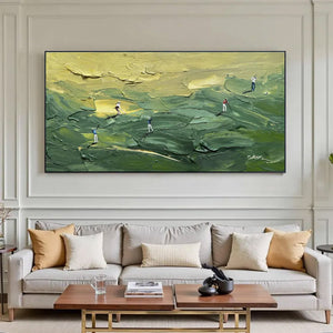 Large Modern Textured Golf Canvas Wall Art Creative Sports Landscape Painting for Interior Decor