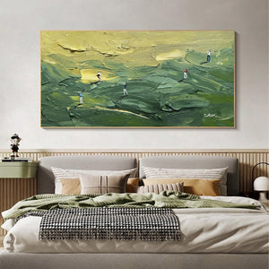Large Modern Textured Golf Canvas Wall Art Creative Sports Landscape Painting for Interior Decor