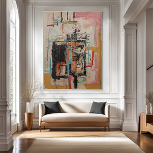Large Modern Graffiti Canvas Wall Art | Vibrant Multi-color Abstract Painting for Bedroom Decor