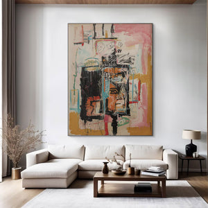 Large Modern Graffiti Canvas Wall Art | Vibrant Multi-color Abstract Painting for Bedroom Decor