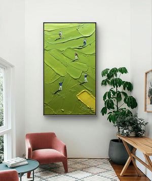 Large Golfers Textured Green Golf Course Hand-Painted Oil Painting Sport Canvas Wall Art for Living Room & Office Decor