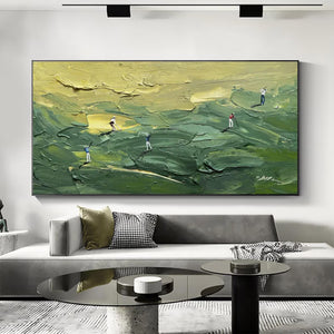 Large Modern Textured Golf Canvas Wall Art Creative Sports Landscape Painting for Interior Decor