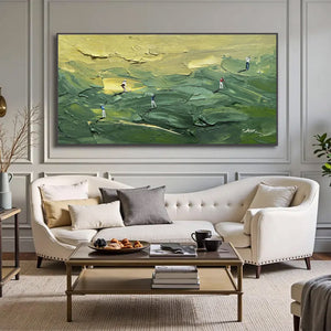 Large Modern Textured Golf Canvas Wall Art Creative Sports Landscape Painting for Interior Decor