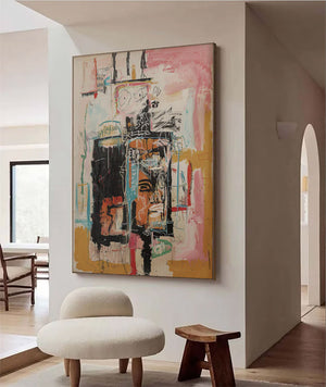Large Modern Graffiti Canvas Wall Art | Vibrant Multi-color Abstract Painting for Bedroom Decor