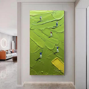 Large Golfers Textured Green Golf Course Hand-Painted Oil Painting Sport Canvas Wall Art for Living Room & Office Decor