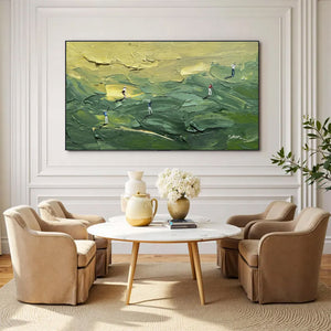 Large Modern Textured Golf Canvas Wall Art Creative Sports Landscape Painting for Interior Decor