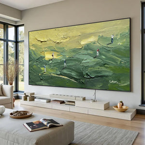 Large Modern Textured Golf Canvas Wall Art Creative Sports Landscape Painting for Interior Decor