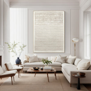 Large Contemporary Relief Linear Textured Canvas Wall Art Light Luxury Neutral Art for Home & Gallery Decor