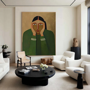 Large Abstract Portrait Oil Painting Hand Painted Canvas Wall Art for Modern Home Interior Decor