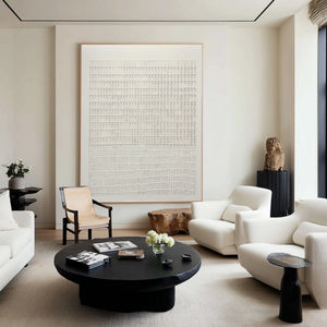 Large Vertical Textured Oil Painting on Canvas Modern Neutral Wall Art for Entryway Decor