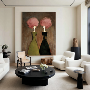 Large Abstract Figure Oil Painting Hand Painted Canvas Wall Art for Contemporary Living Room Decor