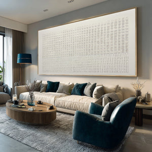 Large Horizontal Textured Oil Painting on Canvas Modern Neutral Wall Art for Living Room Decor