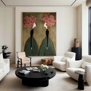 Large Abstract Floral Figure Oil Painting Textured Canvas Wall Art for Luxury Home Decor
