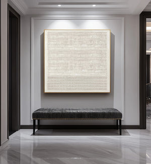 Large Square 3D Textured Layered Canvas Wall Art Luxury Minimalist Art for Living Room Decor