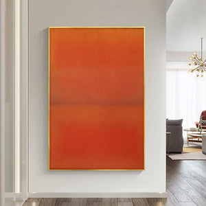 Large Hand Painted Abstract Art – Vibrant Orange Canvas Painting for Contemporary Living Room and Office Decor