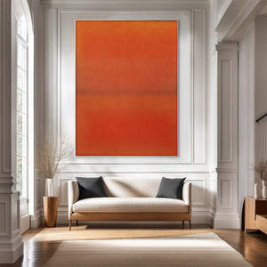 Large Hand Painted Abstract Art – Vibrant Orange Canvas Painting for Contemporary Living Room and Office Decor