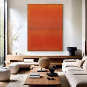 Large Hand Painted Abstract Art – Vibrant Orange Canvas Painting for Contemporary Living Room and Office Decor