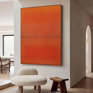 Large Hand Painted Abstract Art – Vibrant Orange Canvas Painting for Contemporary Living Room and Office Decor