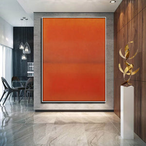 Large Hand Painted Abstract Art – Vibrant Orange Canvas Painting for Contemporary Living Room and Office Decor