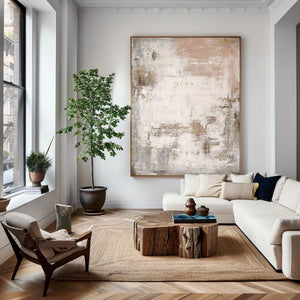Large Luxury Neutral Abstract Canvas Wall Art Textured Modern Painting for Elegant Living Room Decor
