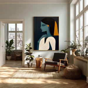 Large Abstract Woman Portrait Canvas Wall Art Modern Figurative Painting for Living Room Decor