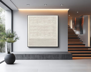 Large Square 3D Textured Layered Canvas Wall Art Luxury Minimalist Art for Living Room Decor