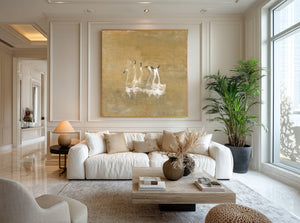 Large Contemporary Swan Oil Painting Hand Painted Canvas Animal Wall Art for Modern Interior Decor