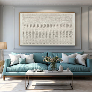 Large Minimalist Textured Dot Grid Canvas Wall Art Textured Painting for Entryway & Bedroom Decor