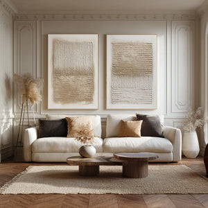 Large Set of 2 3D Textured Stripe Canvas Wall Art #VRA 192