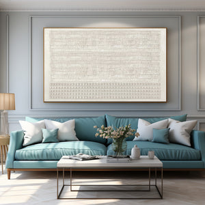 Large Horizontal 3D Textured Wave & Square Canvas Wall Art Coastal Minimalist Art for Living Room Decor