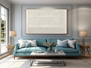 Large Horizontal 3D Textured Wave & Square Canvas Wall Art Coastal Minimalist Art for Living Room Decor