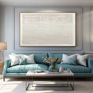 Large Minimalist Textured Wave & Square Canvas Wall Art Textured Painting for Entryway & Bedroom Decor