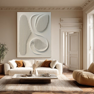 Large Impasto Textured Curved Line Abstract Canvas Wall Art Textured Modern Art for Entryway & Bedroom Decor