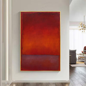 Large Contemporary Red & Burgundy Abstract Canvas Art Rothko Inspired Painting for Interior & Gallery Decor