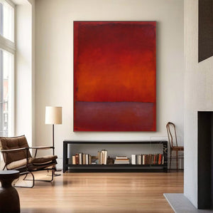 Large Contemporary Red & Burgundy Abstract Canvas Art Rothko Inspired Painting for Interior & Gallery Decor