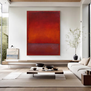 Large Contemporary Red & Burgundy Abstract Canvas Art Rothko Inspired Painting for Interior & Gallery Decor