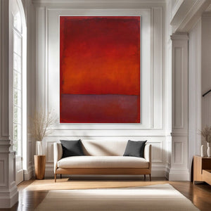 Large Contemporary Red & Burgundy Abstract Canvas Art Rothko Inspired Painting for Interior & Gallery Decor