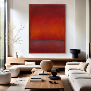 Large Contemporary Red & Burgundy Abstract Canvas Art Rothko Inspired Painting for Interior & Gallery Decor
