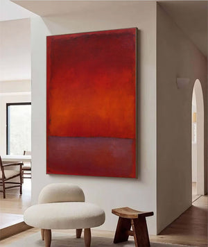 Large Contemporary Red & Burgundy Abstract Canvas Art Rothko Inspired Painting for Interior & Gallery Decor