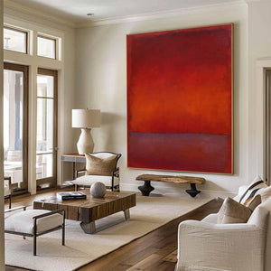 Large Contemporary Red & Burgundy Abstract Canvas Art Rothko Inspired Painting for Interior & Gallery Decor
