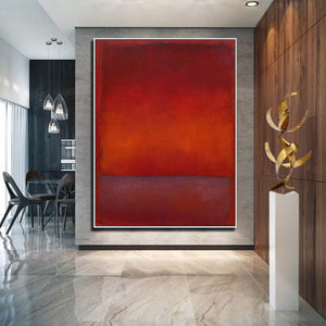 Large Contemporary Red & Burgundy Abstract Canvas Art Rothko Inspired Painting for Interior & Gallery Decor