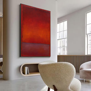 Large Contemporary Red & Burgundy Abstract Canvas Art Rothko Inspired Painting for Interior & Gallery Decor