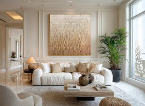 Large Minimalist Neutral Abstract Canvas Wall Art Textured Modern Painting for Interior Decor