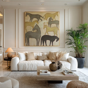 Large Abstract Horse Canvas Wall Art Modern Animal Painting for Interior Decor