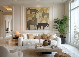 Large Abstract Horse Canvas Wall Art Modern Animal Painting for Interior Decor