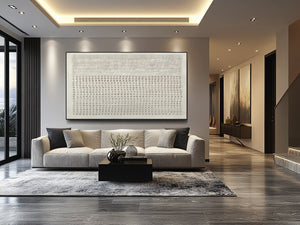 Large Minimalist Textured Dot Grid Canvas Wall Art Textured Painting for Entryway & Bedroom Decor