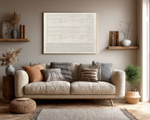 Large Horizontal 3D Textured Wave & Square Canvas Wall Art Coastal Minimalist Art for Living Room Decor