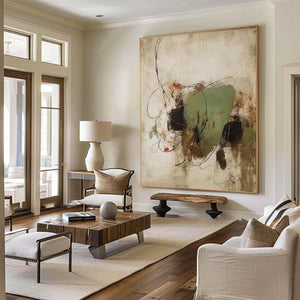 Large Abstract Wabi-sabi Canvas Wall Art Modern Textured Earth Tone Painting for Interior Decor